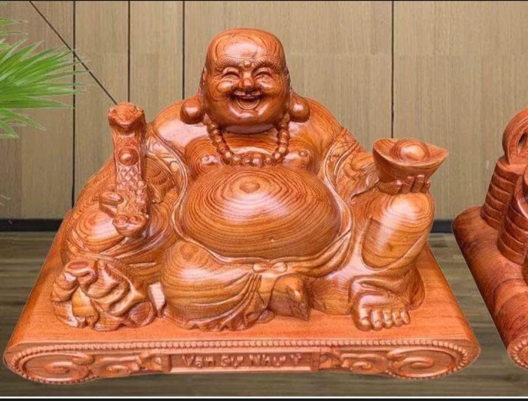Tượng phật Di Lặc gỗ Hương đế cuốn siêu đẹp ngang 60cm