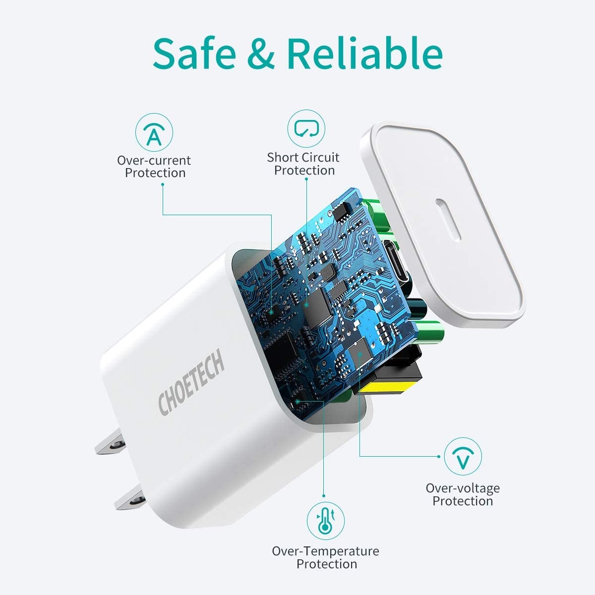 Cóc củ sạc type c sạc nhanh 20W chuẩn PD 3.0 cho iPhone / iPad / Smartphone Android Samsung xiaomi Oppo Huawei hiệu CHOETECH Q5004 trang bị công nghệ chip sạc thông minh, thiết kế siêu nhỏ gọn, cổng cắm EU, thương hiệu của Đức - hàng nhập khẩu