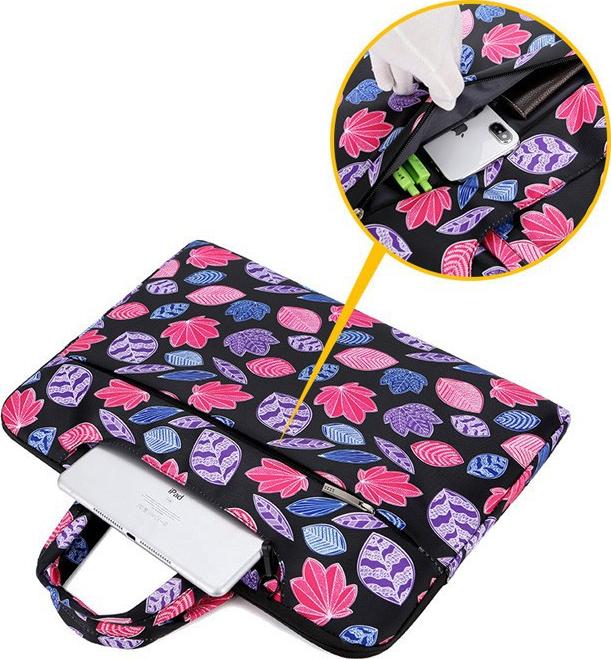 Túi chống sốc họa tiết hoa lá cho laptop, MacBook - tặng bàn di chuột