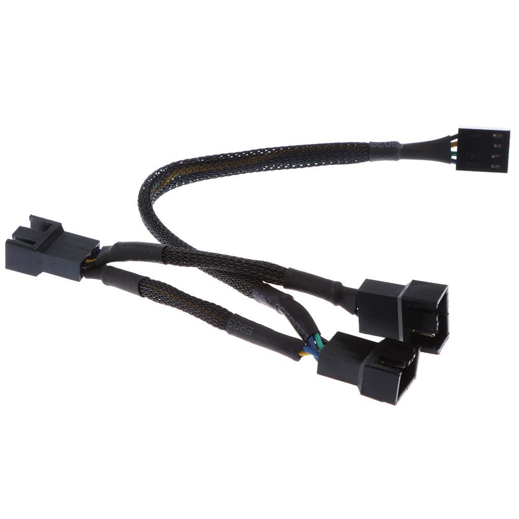 4 Pin Fan Power Cable PWM Fan Splitter Lead 1 to 3 Adapter Black Sleeved