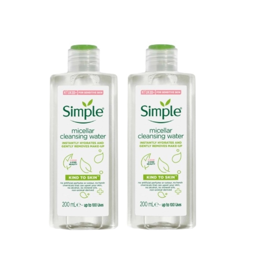 Combo 2 Chai Nước Tẩy Trang Simple Dịu Nhẹ Kind To Skin Micellar Water 200ml x 2