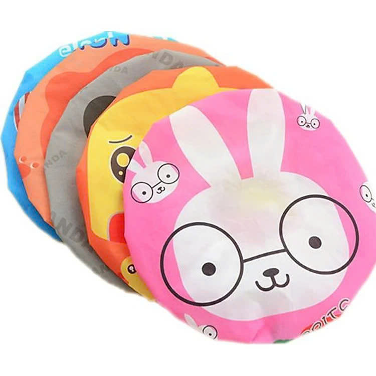 COMBO 2 Mũ Tắm Trùm Đầu CUTE Tránh Ướt Tóc Khi Tắm , Ủ Dưỡng Tóc Đa Năng - Giao Màu Ngẫu Nhiên