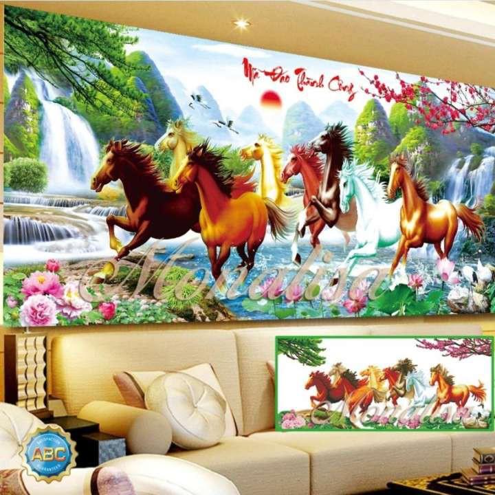 Tranh Đính Đá MÃ ĐÁO THÀNH CÔNG . Kích Thước: 1m2 x 54cm - 1m6 x 70cm - 2m x 85cm
