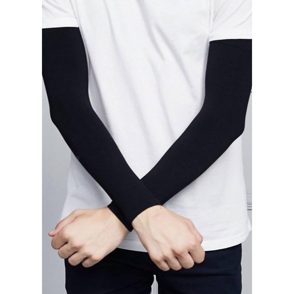 Găng Tay Chống Nắng Xỏ Ngón Thun Lạnh Mát - Đen