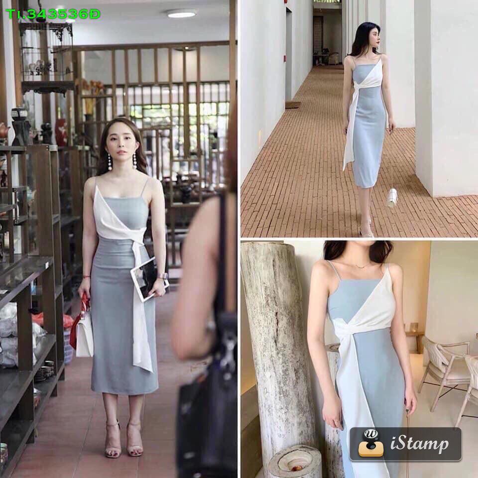 Đầm body 2 dây phối