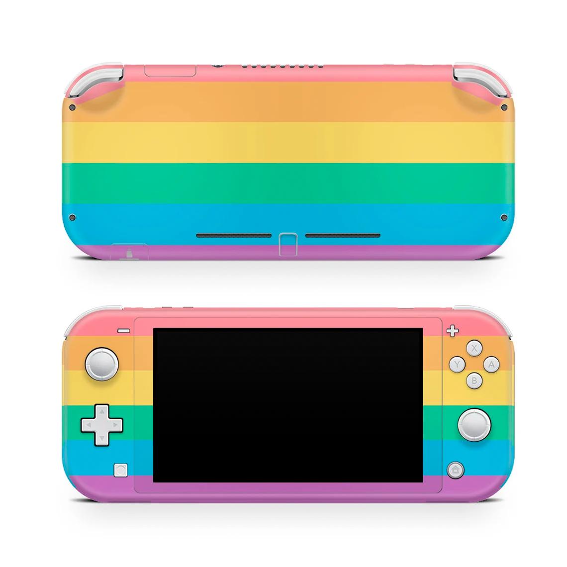 Skin decal dán Nintendo Switch Lite mẫu 7 màu pastel cầu vồng (dễ dán, đã cắt sẵn)