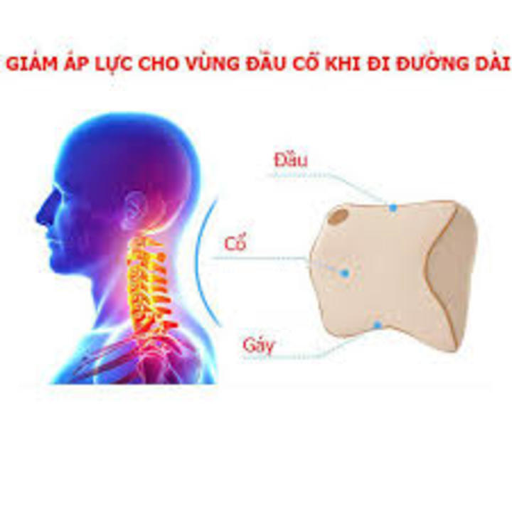 Bộ gối tựa cổ, lưng cao su non cao cấp GE06 - Màu kem