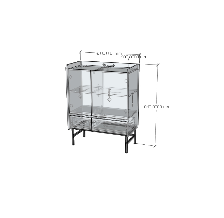 [Happy Home Furniture] LAVIA, Tủ lưu trữ 2 ngăn kéo - 2 cửa mở - chân sắt, 80cm x 40cm x 104cm ( DxRxC), TCM_169