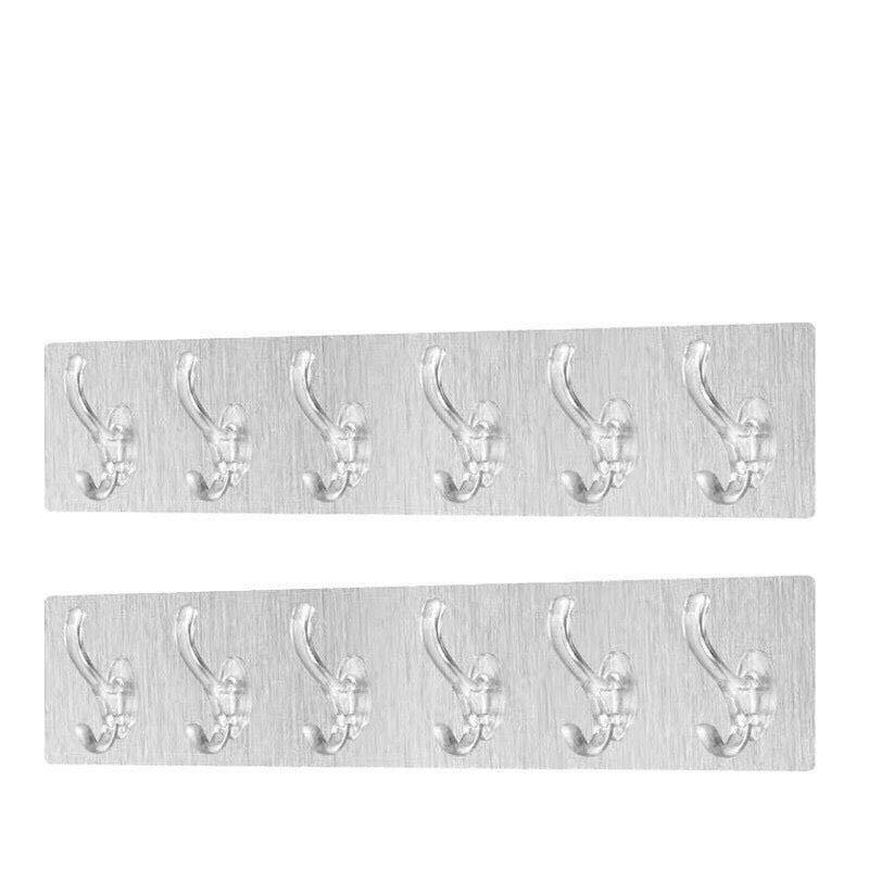 Thanh 6 móc treo đồ dán tường siêu dính chịu lực đa năng trong suốt, thanh móc treo quần áo dán tường nhà tắm - Duonghie