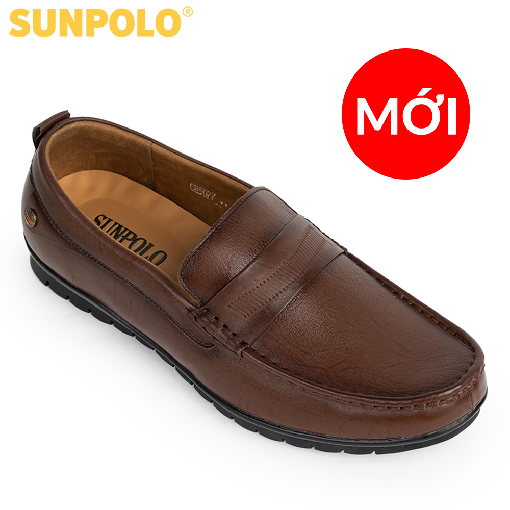 Giày lười nam da bò SUNPOLO CS5077- 2 Phiên bản màu