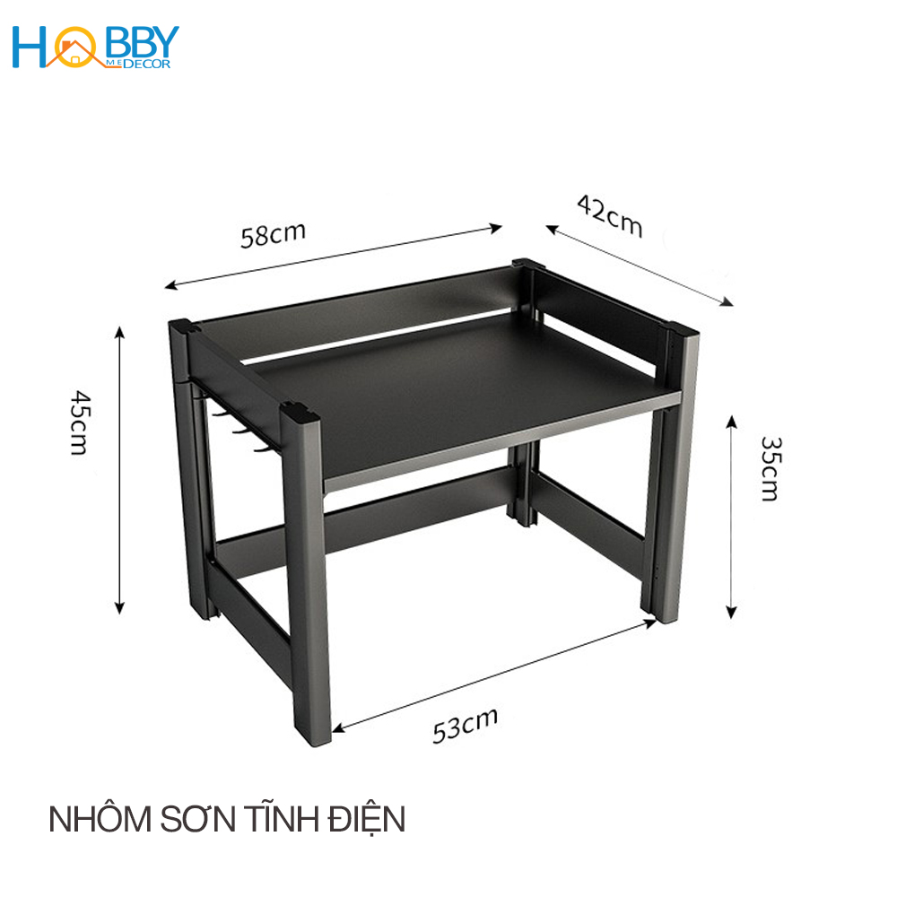 Kệ lò vi sóng1 tầng HOBBY KLVS nhôm sơn tĩnh điện thiết kế decor không rỉ sét cao cấp