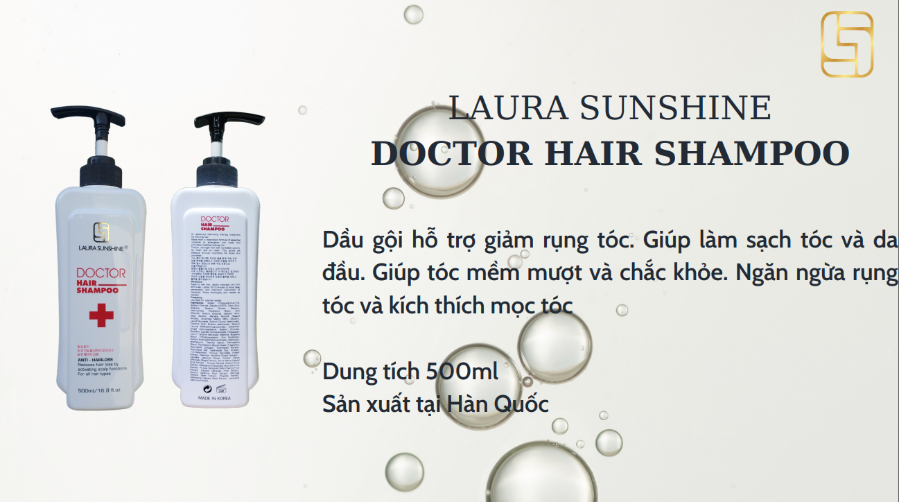 Dầu gội hỗ trợ giảm rụng tóc, kích thích mọc tóc, giúp tóc khỏe Laura Sunshine Doctor Shampoo Hàn Quốc 500ml