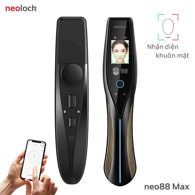 Khóa của thông minh cao cấp nhận diện khuôn mặt, vân tay, mã số, mở khóa qua APP Wifi, pin sạc neoSmart - neo88 Max