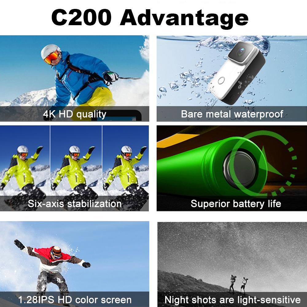 SJCAM C200 Camera hành động 4K 16MP WiFi chống lắc đêm tầm nhìn không thấm nước Mũ bảo hiểm DV Webcam Máy ảnh thể thao Thumb Camera