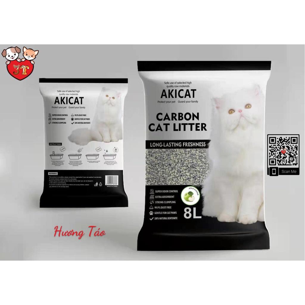 1 tải (6 túi 8L) Cát vệ sinh cho mèo than hoạt tính Akicat
