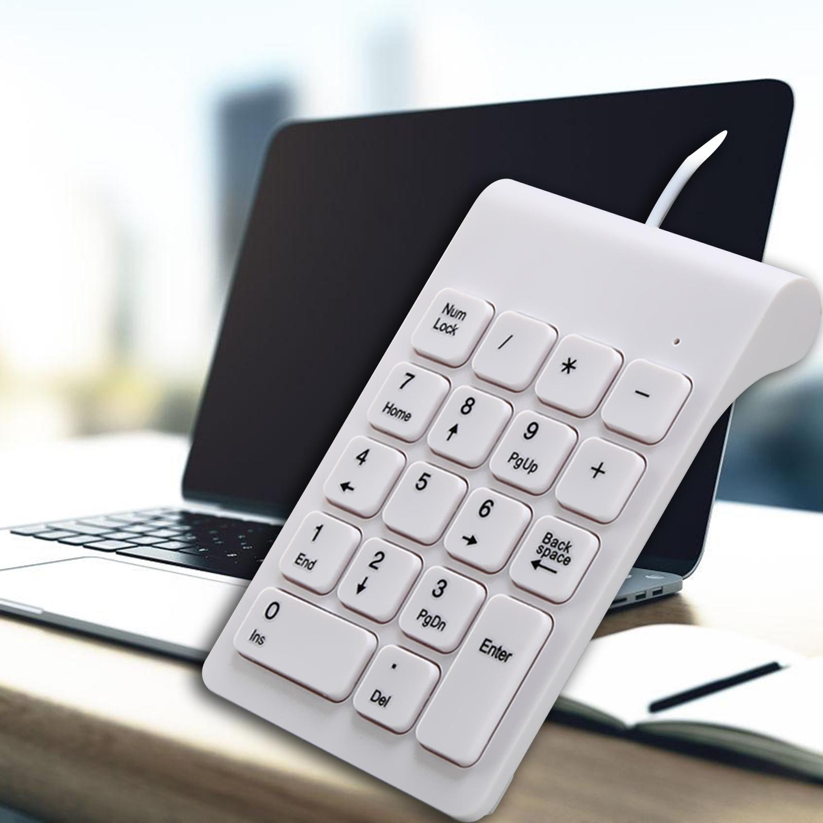 Wired USB Numeric Keypad 18 Keys Anti Slip Easily Carry White