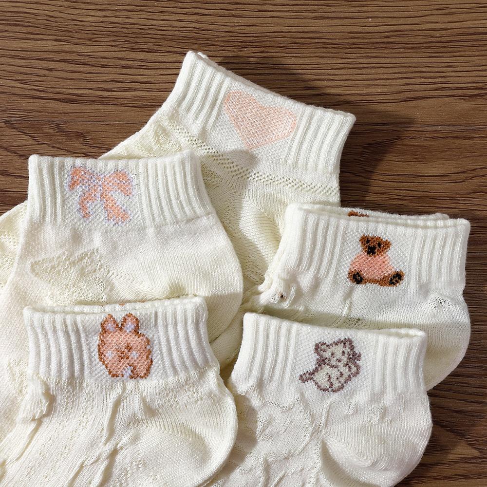 Vớ Thể Thao Bằng Cotton Mềm Mại Thoáng Khí Khử Mùi In Họa Tiết Dễ Thương Cho Nữ