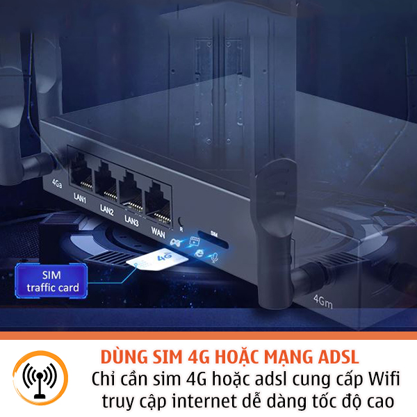 Bộ Phát Wifi 4G Công Nghiệp Edup AZ800 Tốc Độ 300Mb Có 4 Ăng Ten Cực Khỏe, Kết Nối 64 Thiết Bị, Vỏ Hợp Kim Cao Cấp , Hàng chính hãng