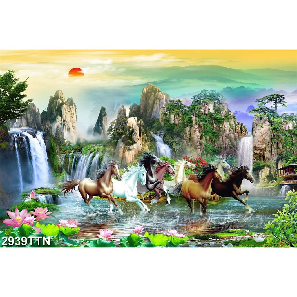 TRANH DÁN TƯỜNG 3D SƠN THUỶ HỮU TÌNH THÁC NƯỚC ĐẸP NHIỀU MẪU - TRANH NON NƯỚC HỮU TÌNH