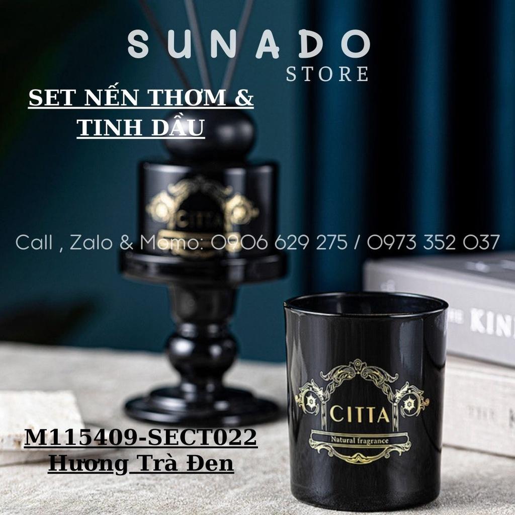 SET Nến Thơm và Tinh Dầu Hương Trà Trắng Trà Đen Hộp quà Sang trọng SUNADO STORE