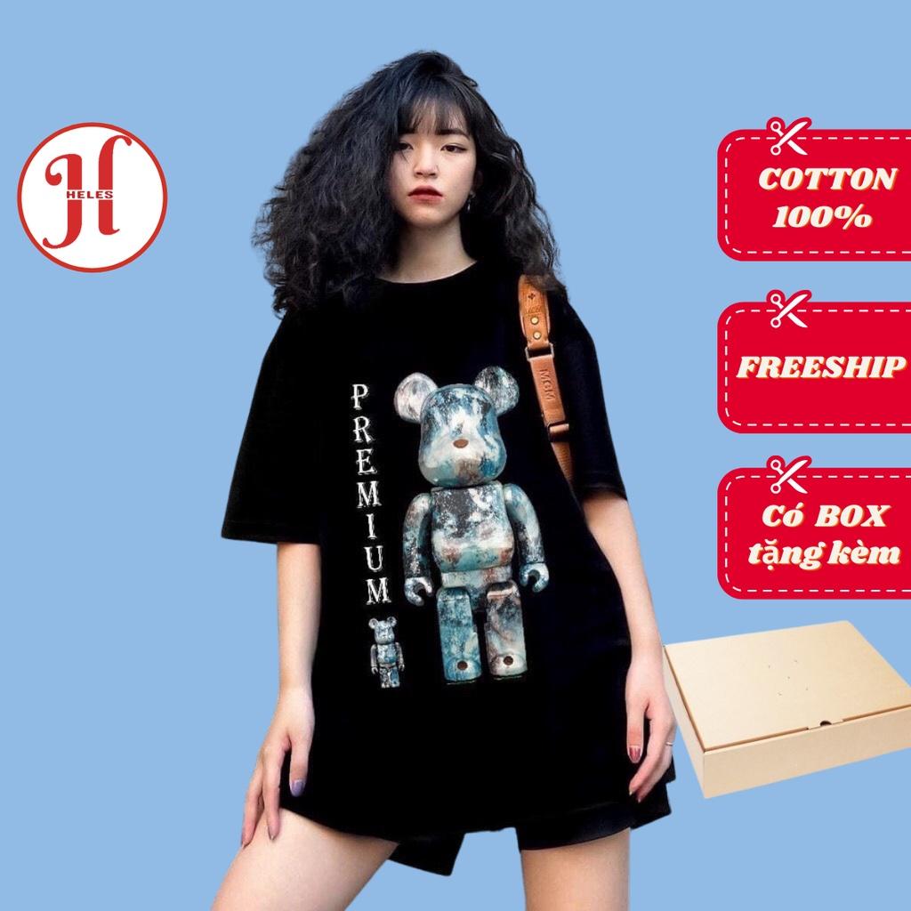 Áo thun tay lỡ HELES form rộng unisex oversize, áo phông nam nữ đẹp ulzzang GẤU PREMIUM H30