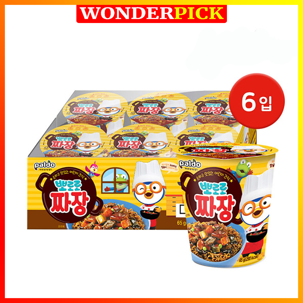 1 Thùng 6 Ly Mì Pororo Tương Đen Paldo Ăn Liền Hàn Quốc 65g