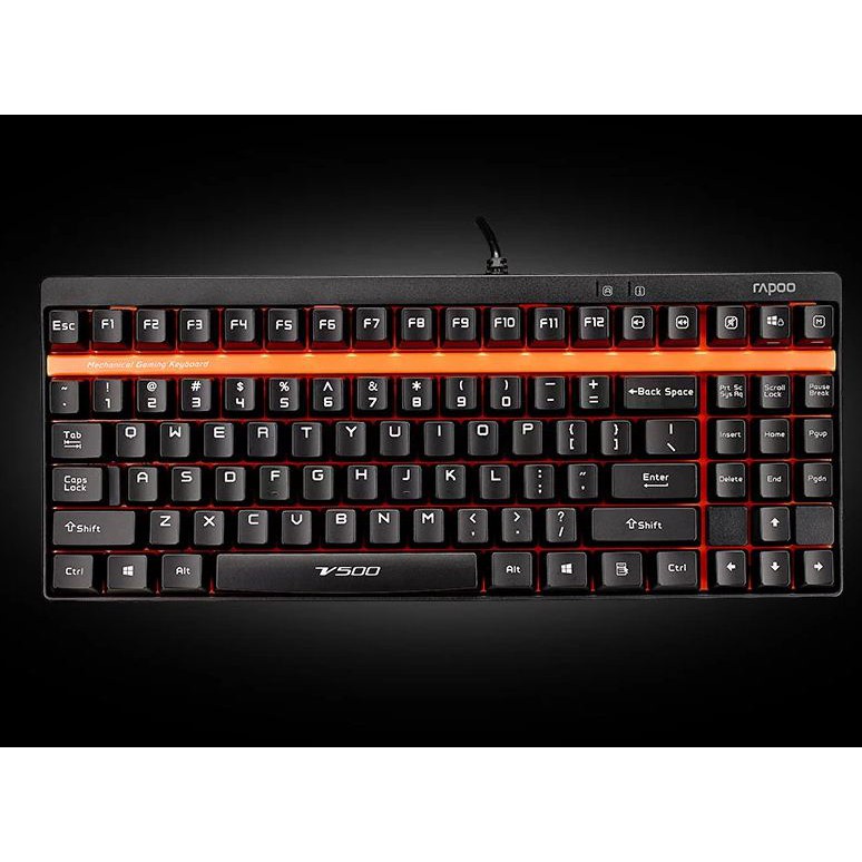 Bàn Phím Gaming Cơ RAPOO Đèn LED Đỏ, Khung Kim Loại, Dây Nylon Dù - V500S Alloy - Hàng Chính Hãng