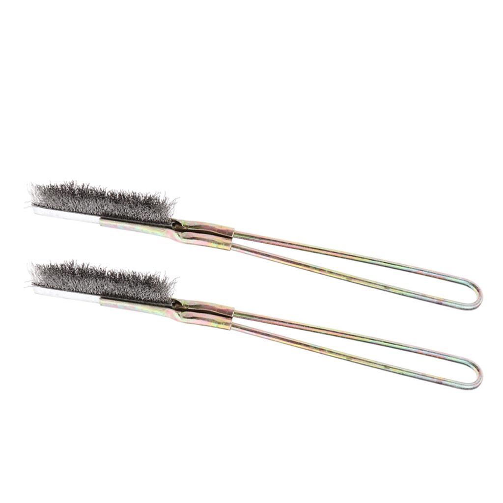 2pcs Stainless Steel Handle Wire Brush for Rust Paint Remover Straight Head