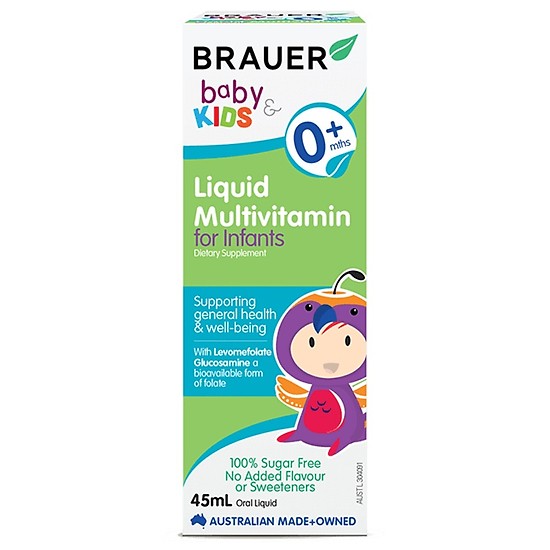 Vitamin tổng hợp Brauer Baby & Kids Liquid Multivitamin For Infant cho trẻ sơ sinh 0-12 tháng tuổi (45ml)