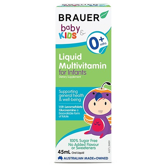 Vitamin tổng hợp Brauer Baby & Kids Liquid Multivitamin For Infant cho trẻ sơ sinh 0-12 tháng tuổi