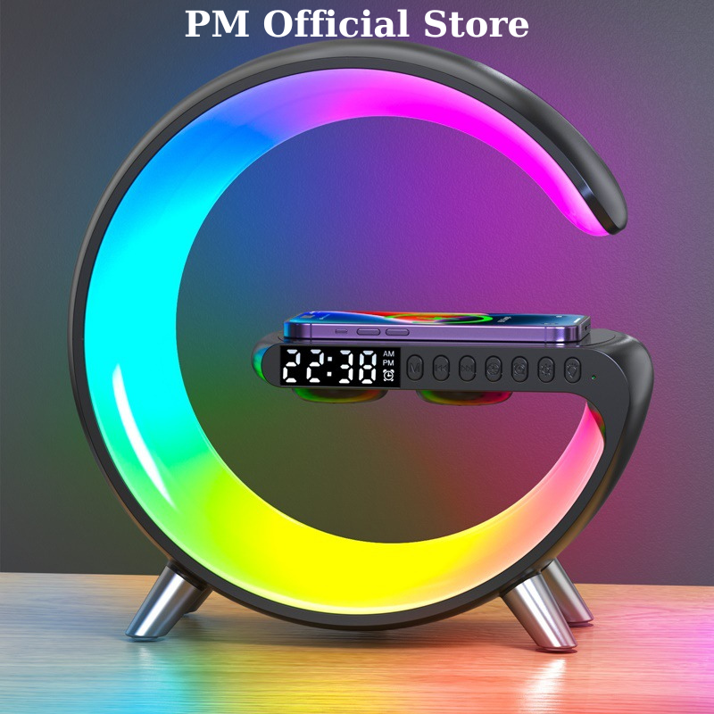 Loa Bluetooth 5.0 chữ G Thông Minh 4 chức năng Sạc Không Dây Báo Thức Đèn ngủ 265 chế độ sáng, thiết kế hiện đại