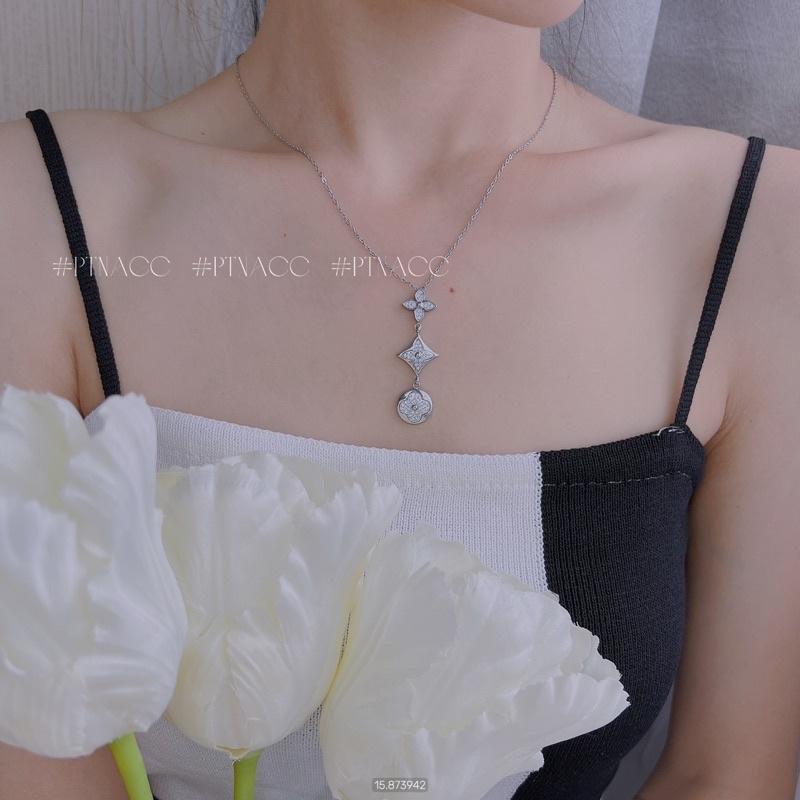 ᴾᵀᴺᵃᶜᶜ Dây chuyền TITAN vca vip 3 hoa rơi full soàn tấm *hàng loại 1 . DC349N