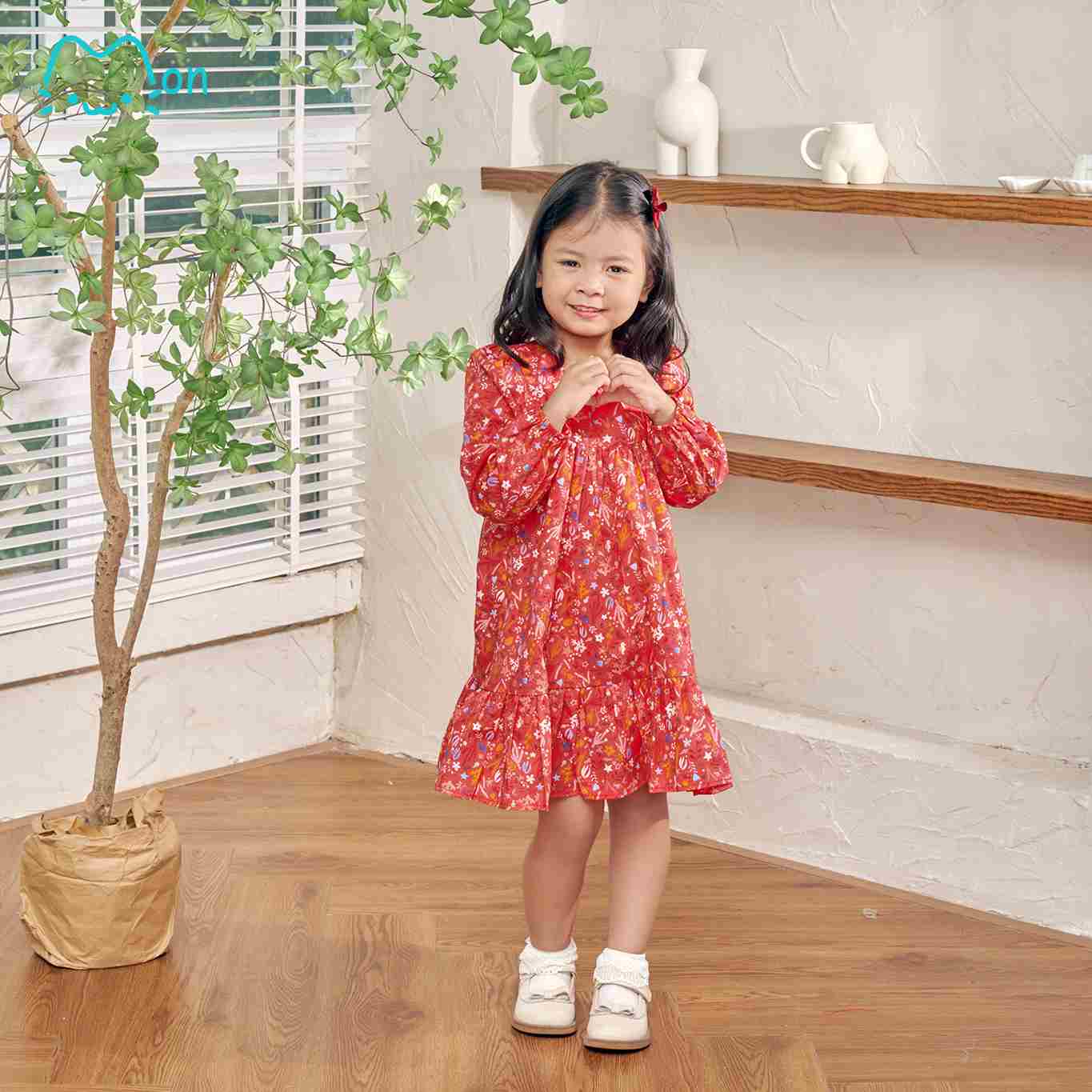 Váy dài tay babydoll nhiều họa tiết xinh xắn cho bé gái chất vải cotton thô Hàn VDG22W05