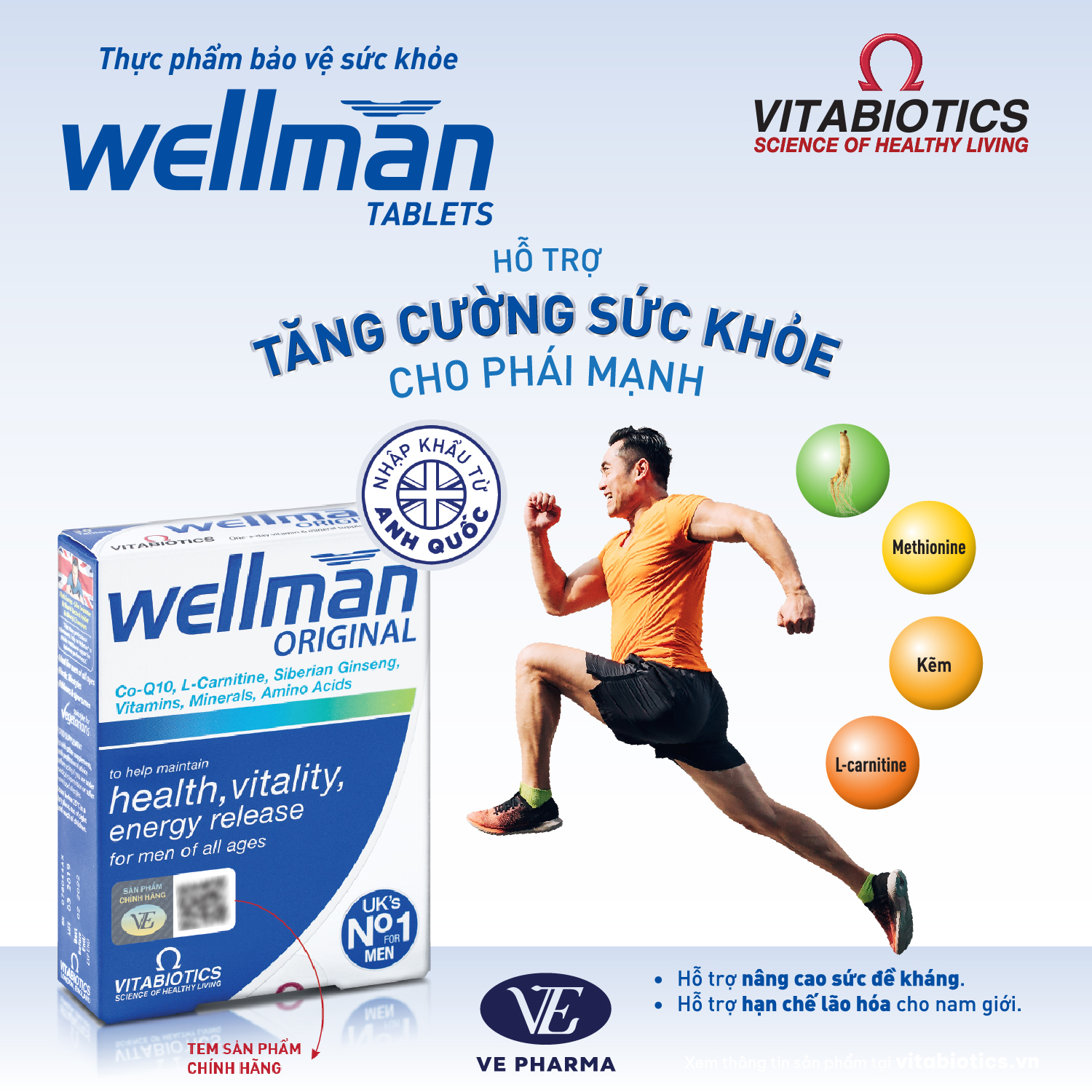 Bộ Sản Phẩm Vitabiotics Viên Uống PERFECTIL Làm Đẹp Da Tóc & Móng 30 Viên Và WELLMAN Tăng Cường Sức Khỏe Cho Nam 30 Viên