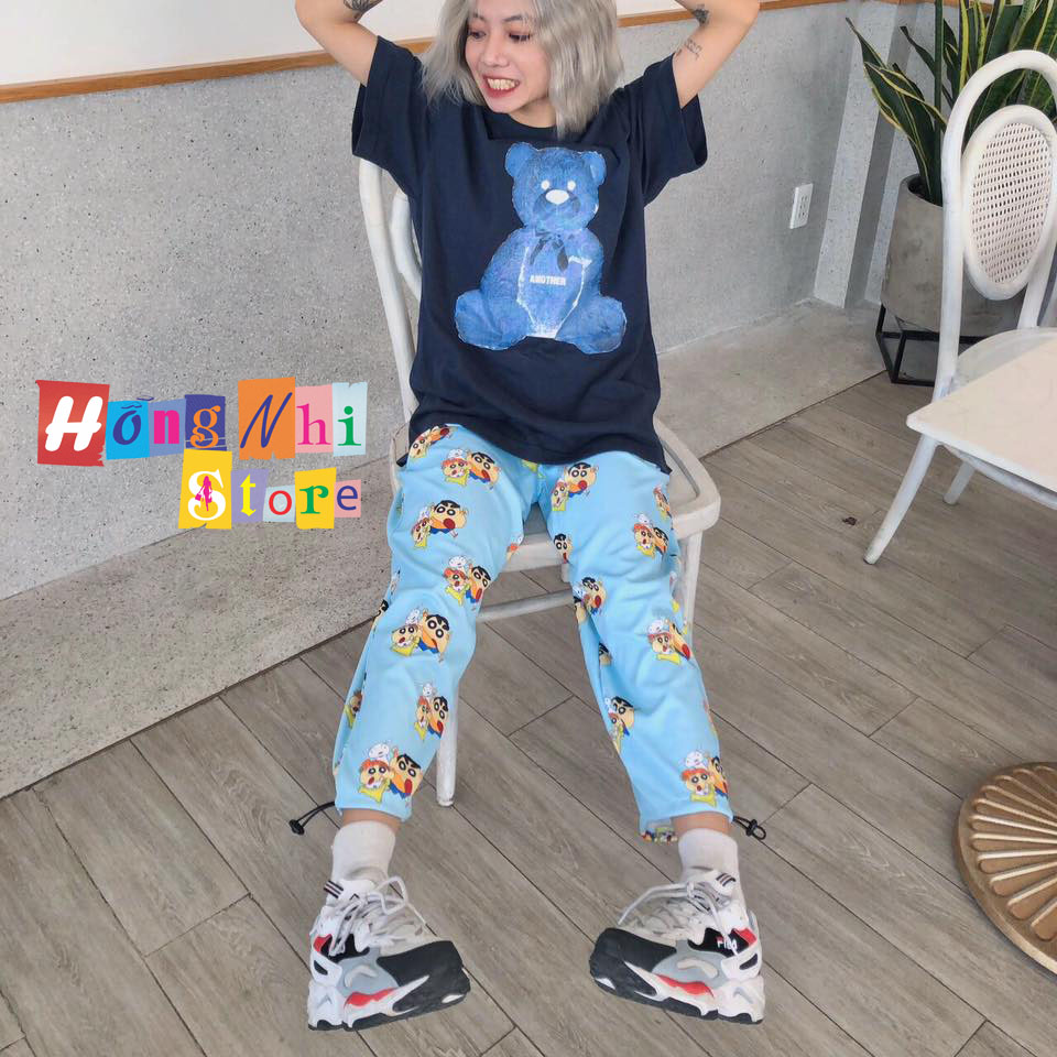 Quần Hoạt Hình Dài Dây Rút Lai Shin Cartoon Pant Oversize Ulzzang Unisex - MM