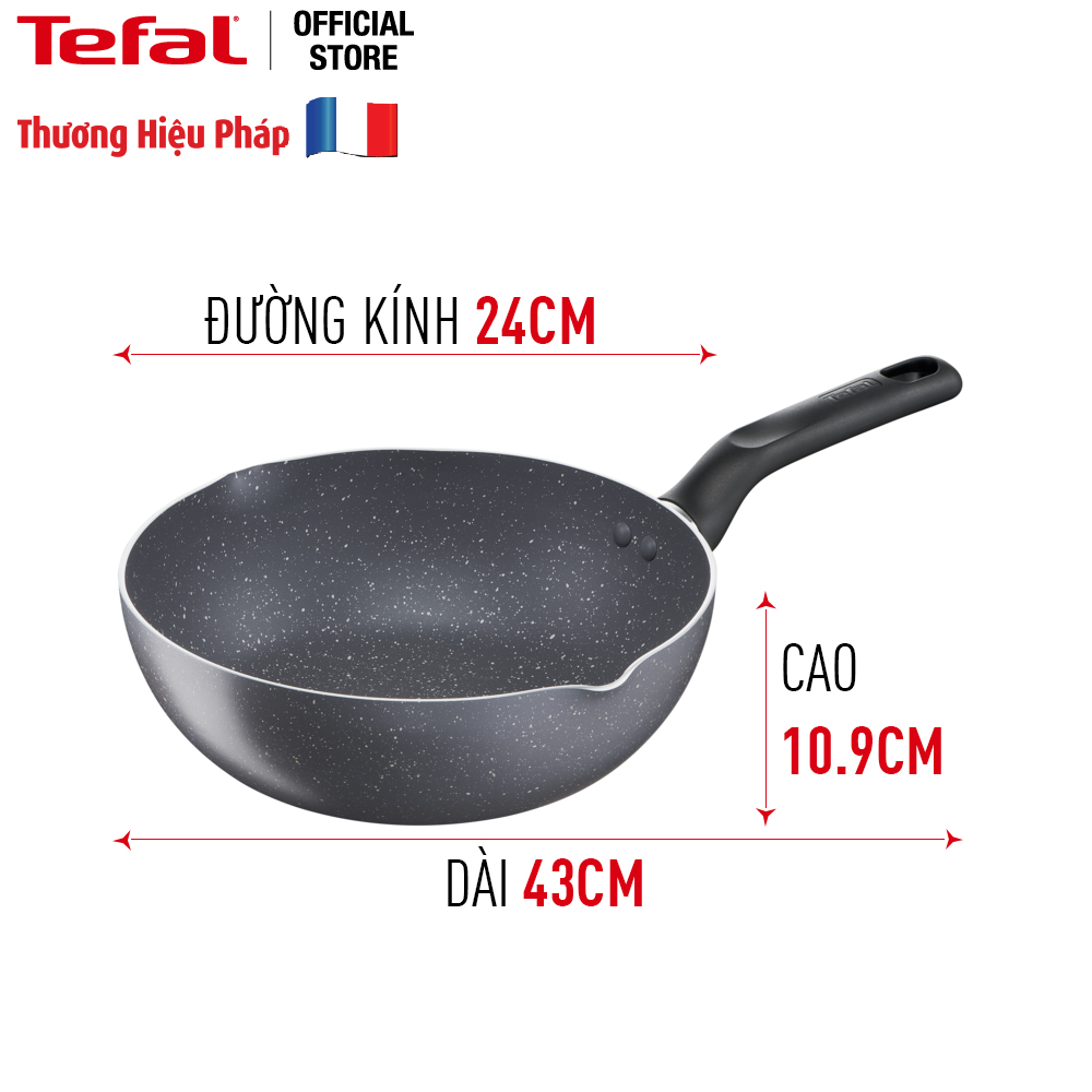 Bộ 2 chảo vân đá chống dính Tefal Natura dùng cho bếp ga và hồng ngoại - Hàng chính hãng