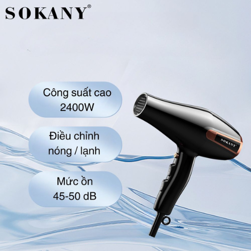 Máy sấy tóc 2 chiều nóng lạnh SOKANY SK-14017 sấy tạo kiểu với công suất lớn 2400W, giúp tóc bóng mượt, khỏe mạnh chỉ trong nháy mắt - HÀNG CHÍNH HÃNG