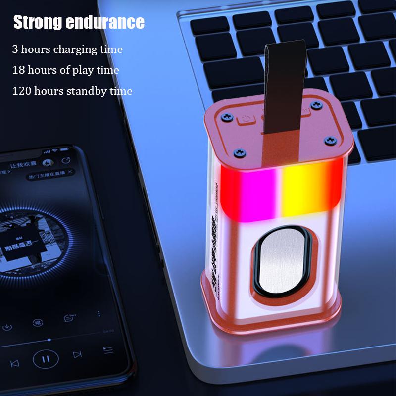 Loa Bluetooth không dây di động Hộp âm thanh Bluetooth trong suốt 5W Hiệu ứng ánh sáng nhịp điệu Loa siêu trầm Máy nghe nhạc âm thanh nổi TWS Màu sắc: Đỏ cam