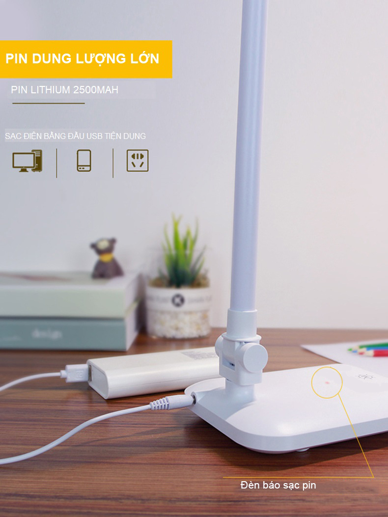 Đèn Bàn Học LED USB Di Động Cao Cấp Có Thể Gập Hai Chỗ – 03 Chế Độ Ánh Sáng Vàng Bảo Vệ Mắt Chống Cận eLights