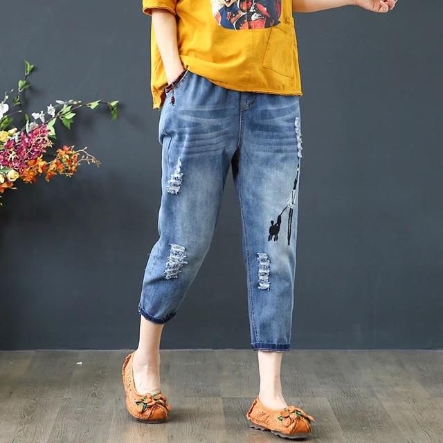 Quần bò bigsize hình cún con Cao cấp