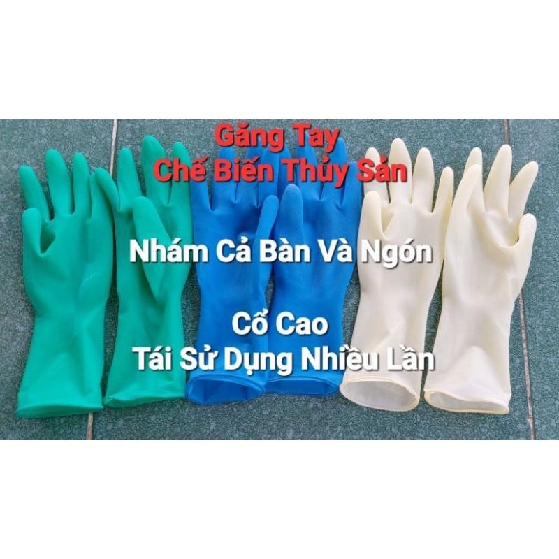 Găng Tay Latex Cổ Cao Siêu Dai, Tái Sử Dụng Được Nhiều Lần, Găng Tai Chế Biến Thủy Sản