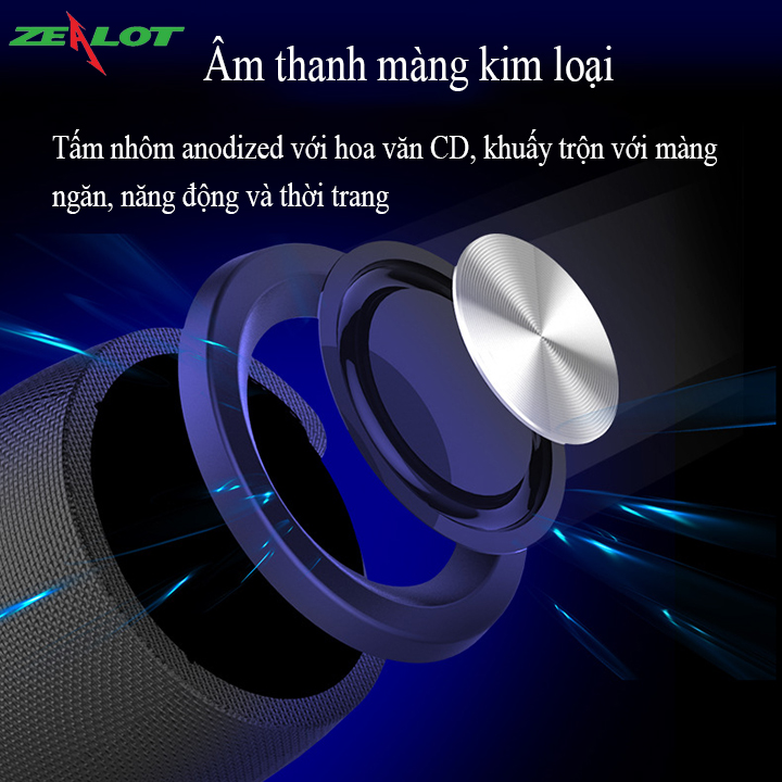 Loa bluetooth Zealot hàng chính hãng với phiên bản bluetooth, 5.0 màng loa kép cho âm thanh 3D sống động cực hay, kết nối ổn định