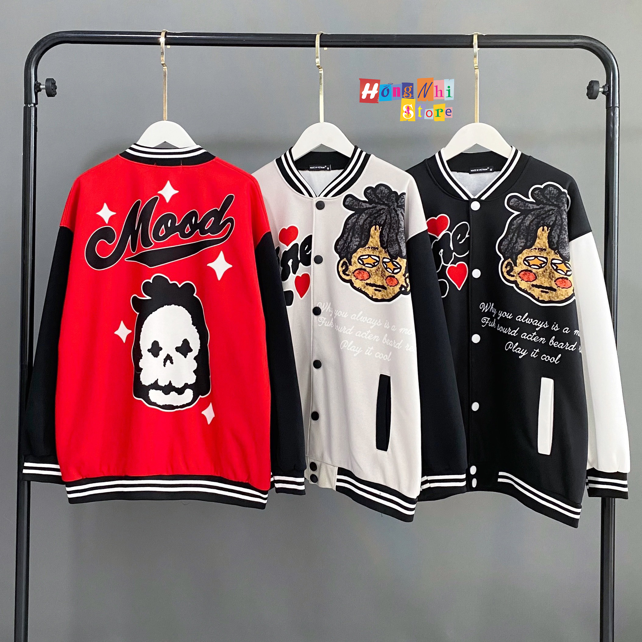 Áo Khoác Bomber Bemine Mood Ulzzang Unisex Dáng Rộng Nam Nữ - MM