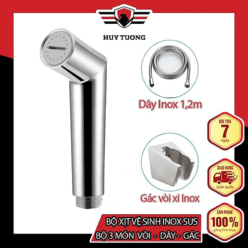 Bộ Vòi Xịt Vệ Sinh Inox SUS Cao Cấp - Vòi Xịt Vệ Sinh Sang Trọng Inox SUS 304 (Bộ 3 món Vòi - Dây - Gác)