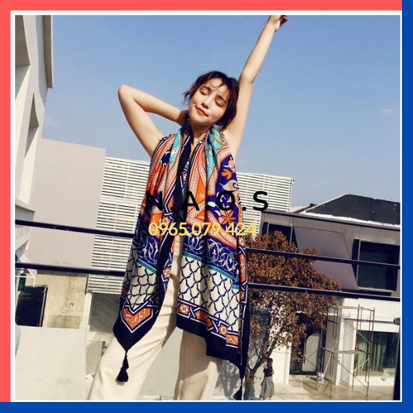 Khăn choàng Linen thổ cẩm, họa tiết boho nổi bật-Qùa tặng 20/10-quà tặng sinh nhật-quà tặng 8/3-quà tặng 20