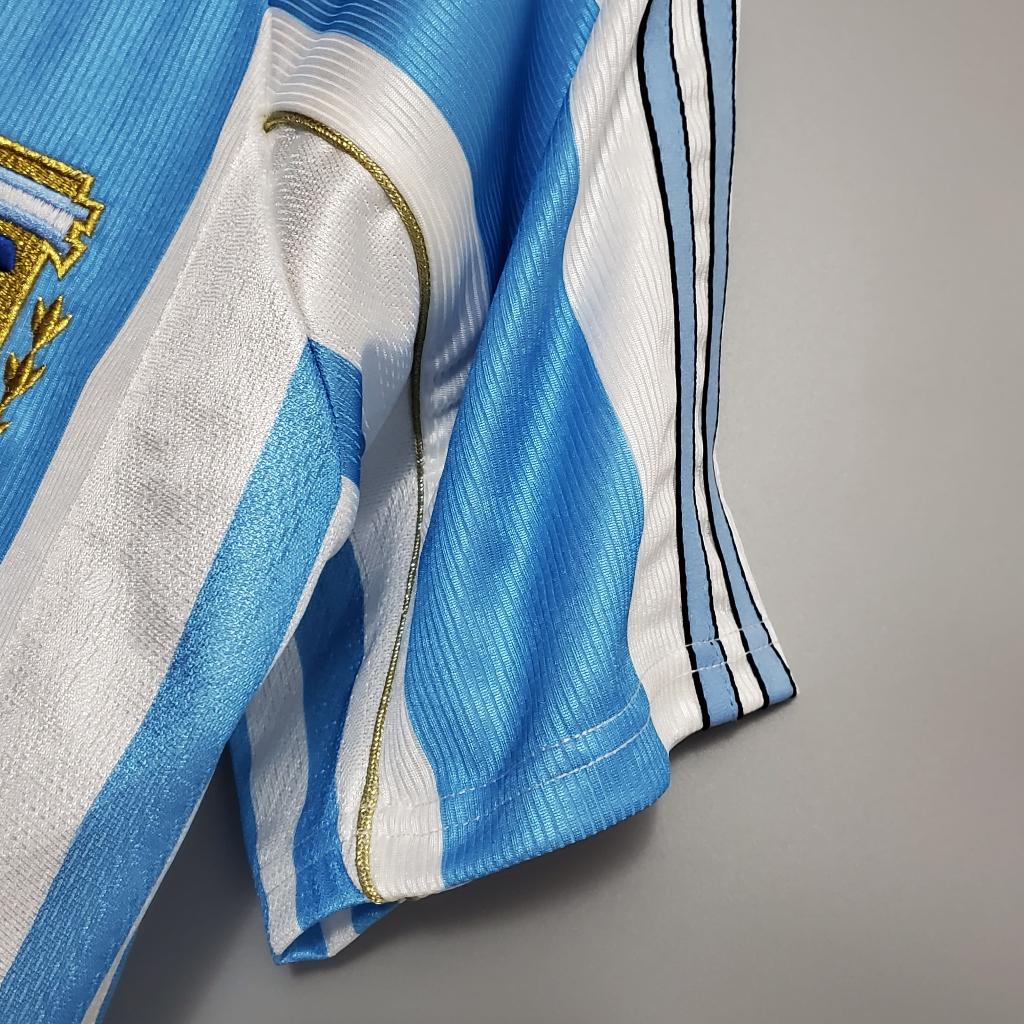 Áo Bóng Đá Retro Tuyển Argentina 1998 - Sân Nhà bản cao cấp vải Cotton Polyester