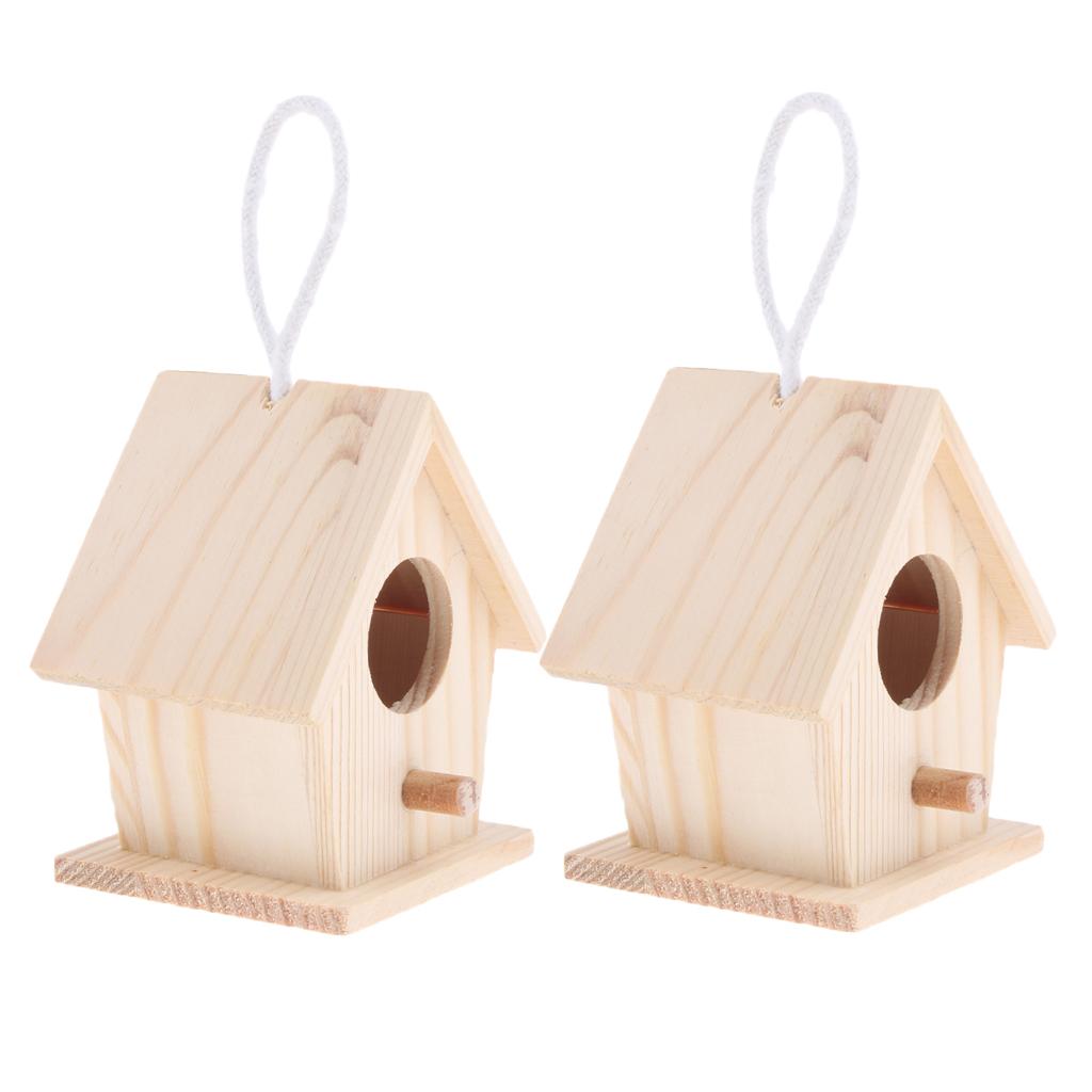 2PCS Bird Nest Natural Wood House DIY Parrot Parakeet Hanging Hamster Cage Toy