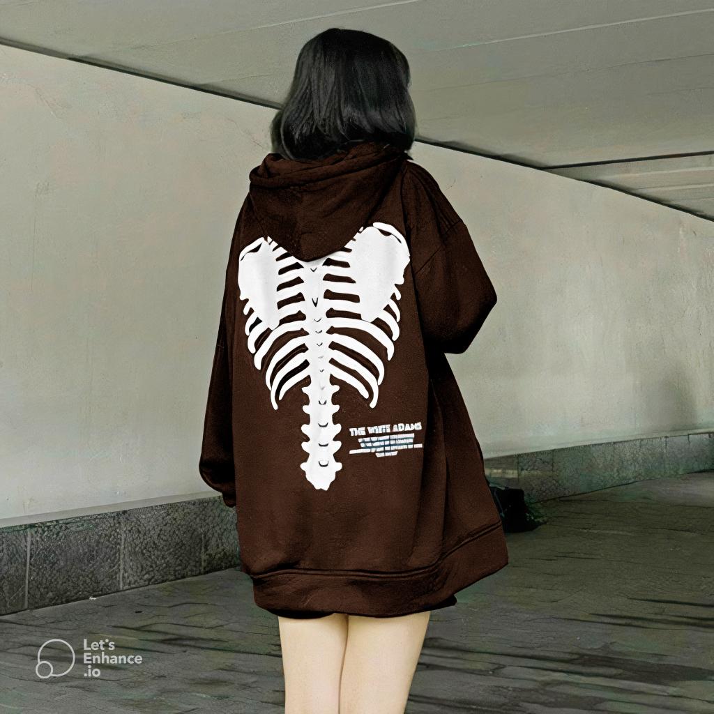 Áo Hoodie Nỉ Ngoại nam nữ Unisex Bộ Xương Sườn