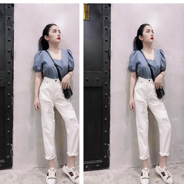 Quần jean baggy nữ rách cá tính QDN232