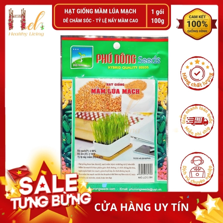 Hạt Giống Mầm Lúa Mạch, Cỏ Lúa Mì Dễ Trồng, Thơm Ngon, Nhanh Thu Hoạch - Gói 100gr - Phú Nông